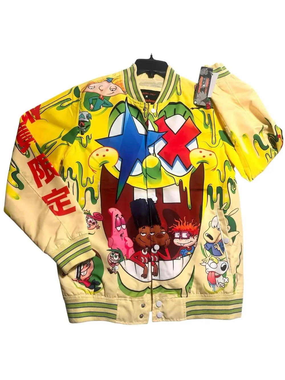 Members Only x Nickelodeon Jacket SpongeBob Rugrats Yellow Bomber Size Large - Picture 2 of 6